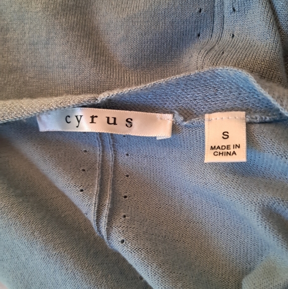 Cyrus Teal Open Front Rayon Nylon Cardigan Size Small - Picture 6 of 7